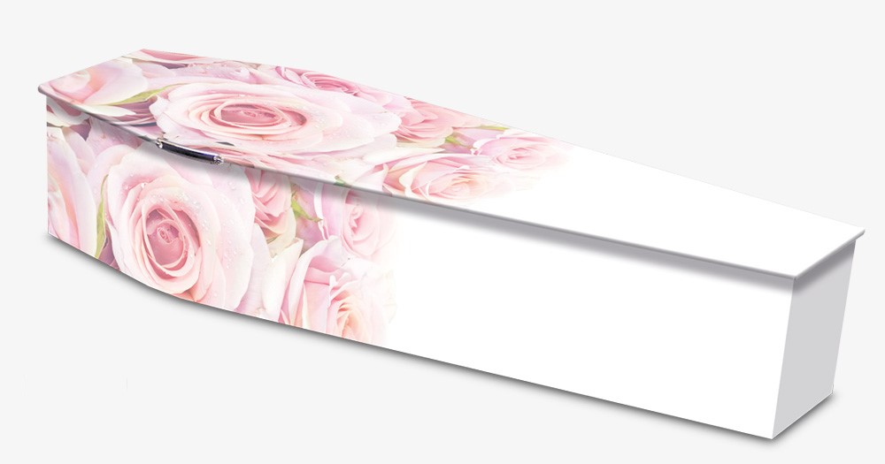 Colourful Rose Image Wooden Coffin